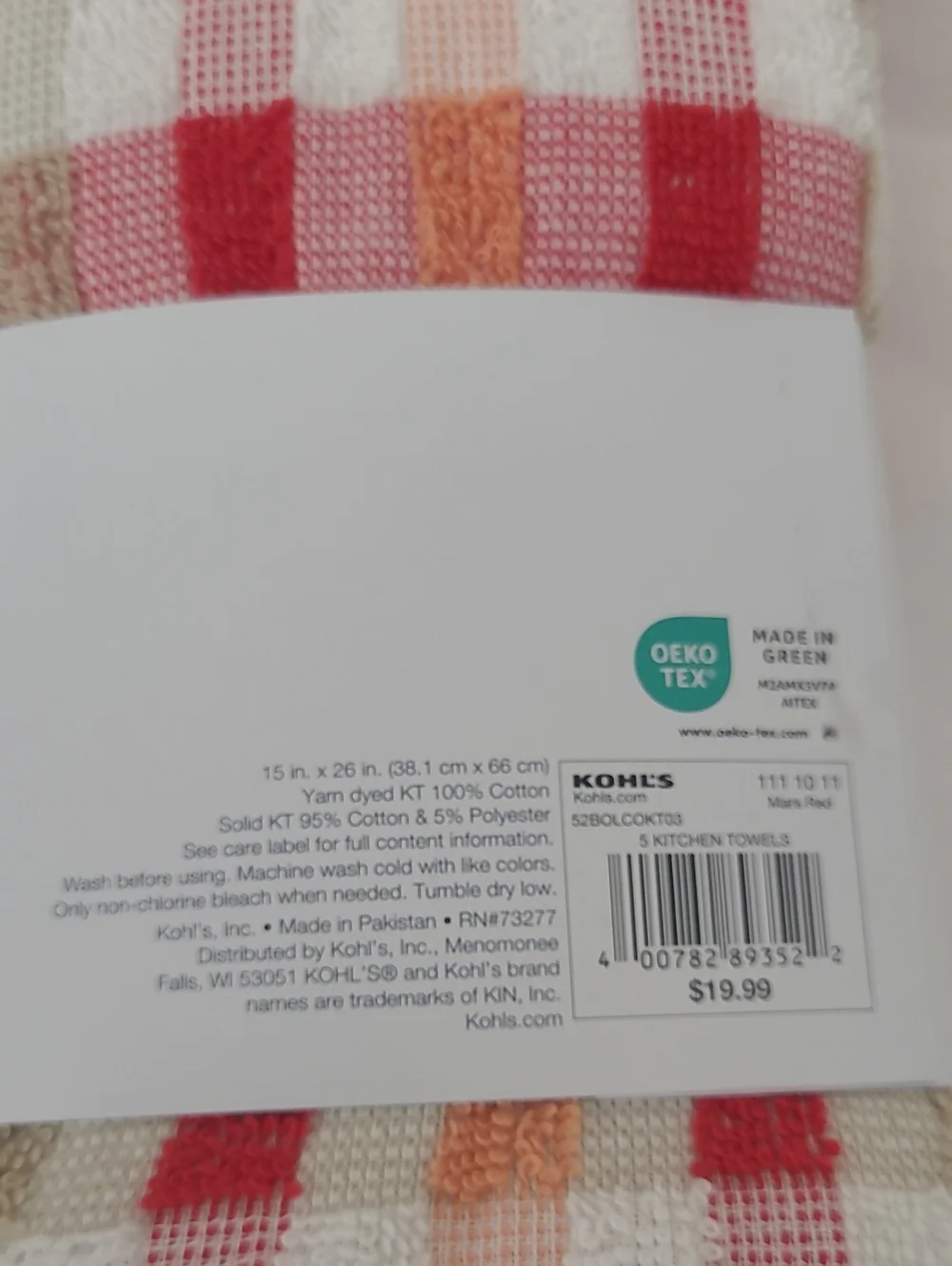 The Big One Red, Orange & Beige Waffle Weave Kitchen Towels - 5 Pack